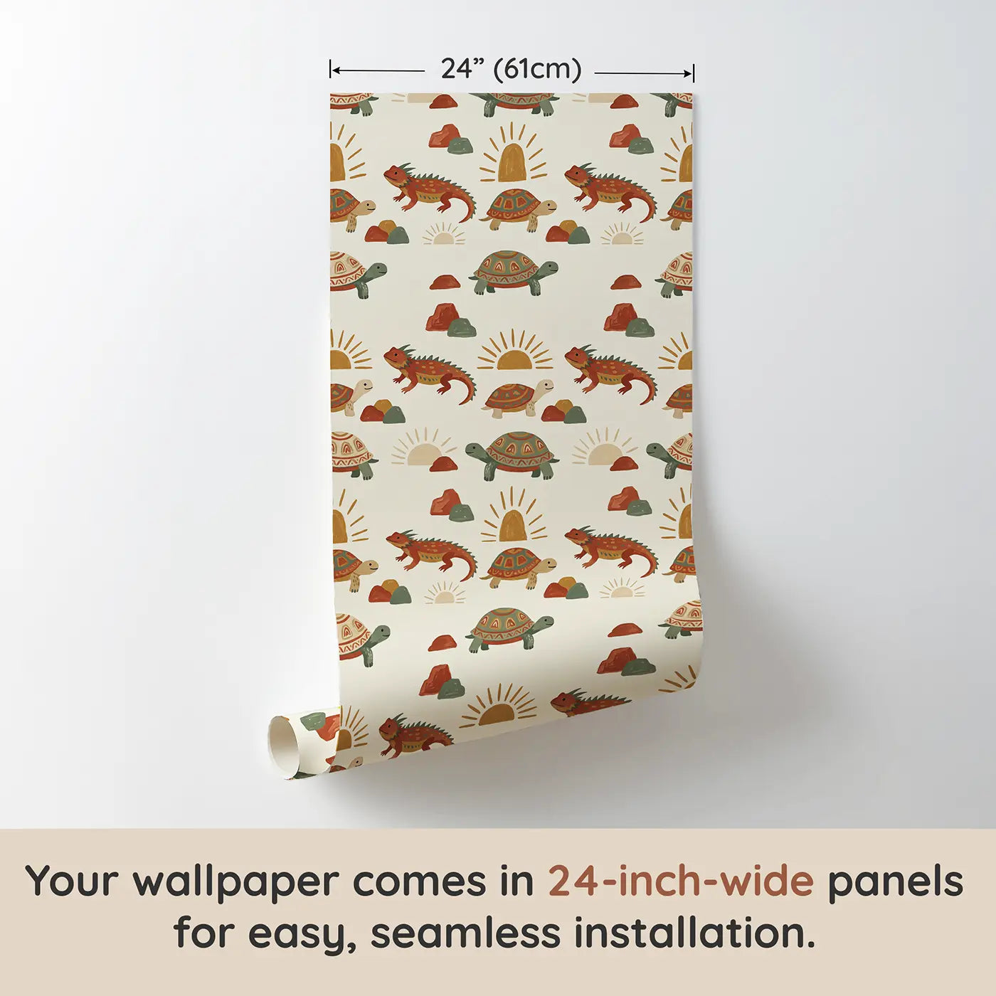 Desert Tortoise Modern Illustration wallpaper panel dimensions - Whimsy Tots