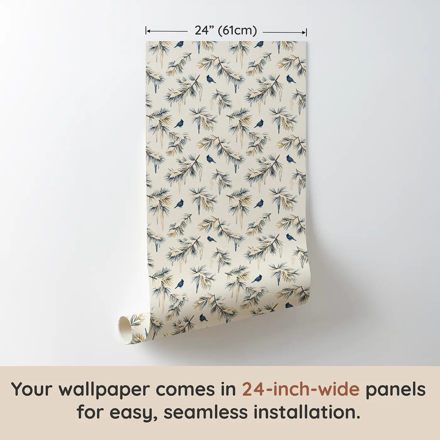 Pine Boughs Watercolor wallpaper panel dimensions - Whimsy Tots