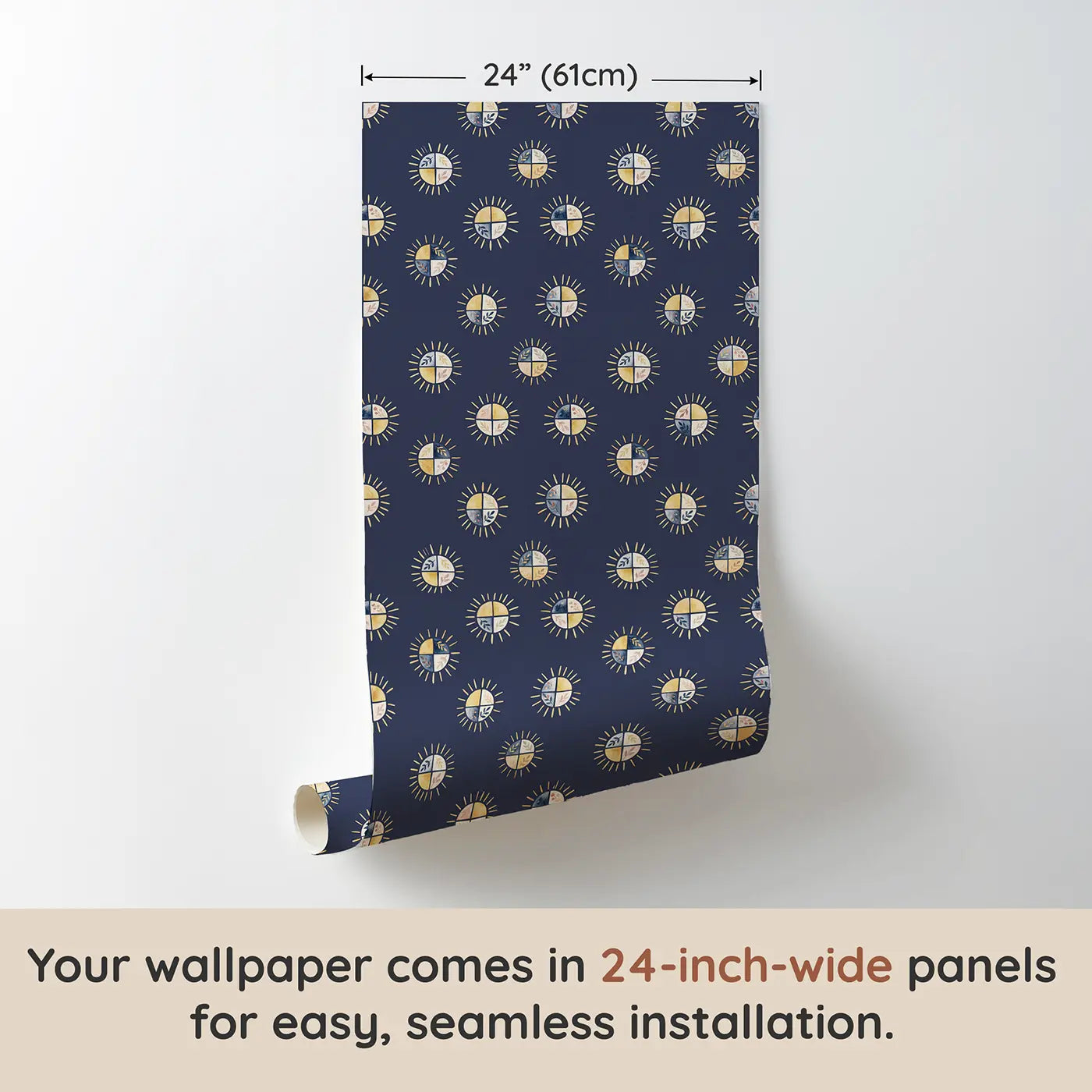 Solstice Sun Watercolor wallpaper panel dimensions - Whimsy Tots