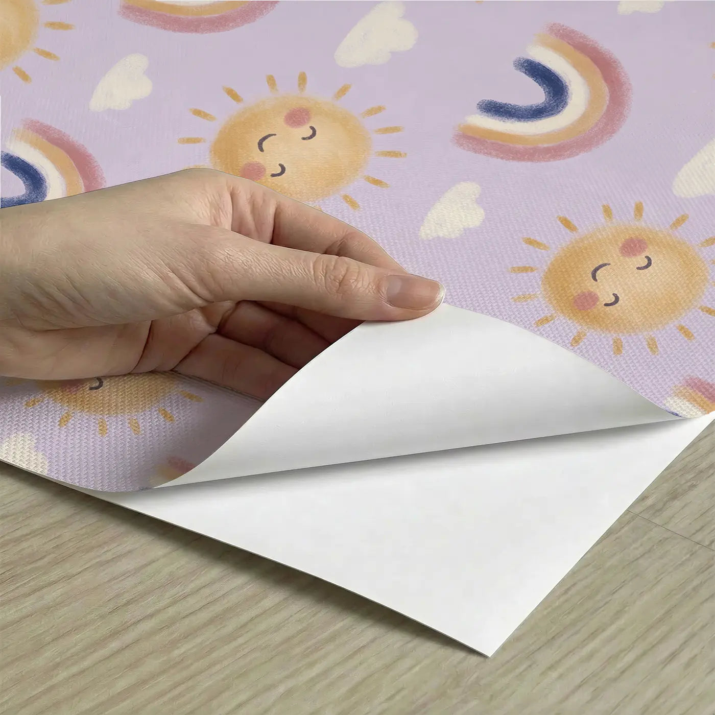 Whimsical Sun Soft Pastel peel and stick material close-up - Whimsy Tots