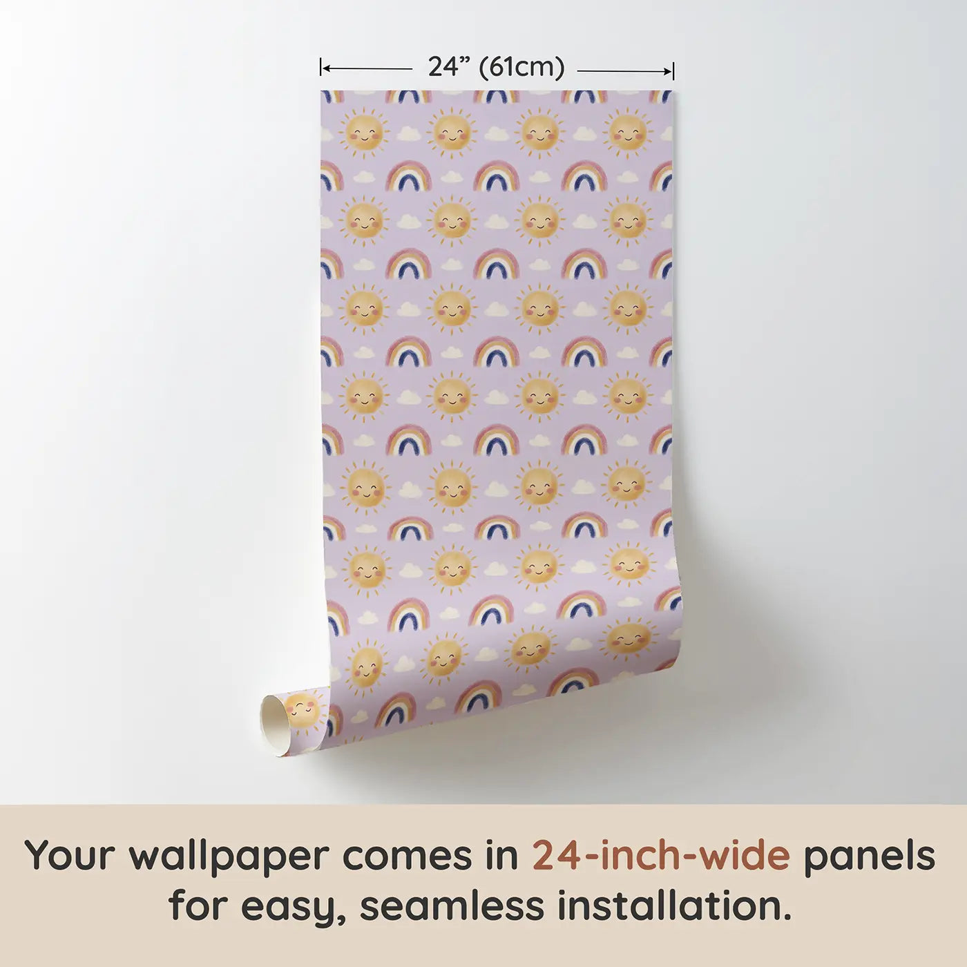 Whimsical Sun Soft Pastel wallpaper panel dimensions - Whimsy Tots