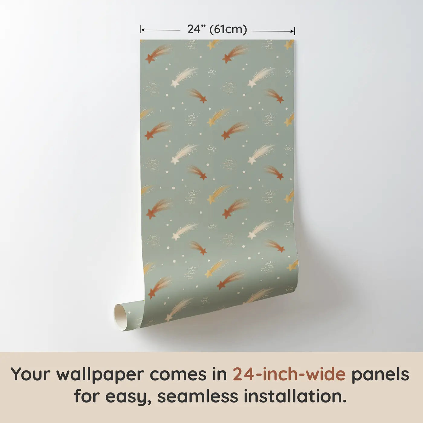 Shooting Stars Trailing Soft Pastel II wallpaper panel dimensions - Whimsy Tots