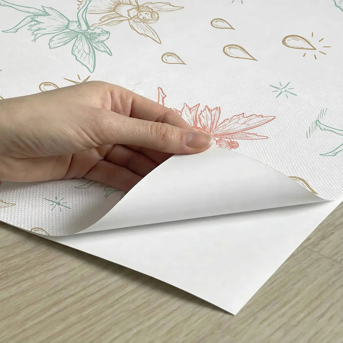 Fairies Dancing Hand-Drawn peel and stick material close-up - Whimsy Tots