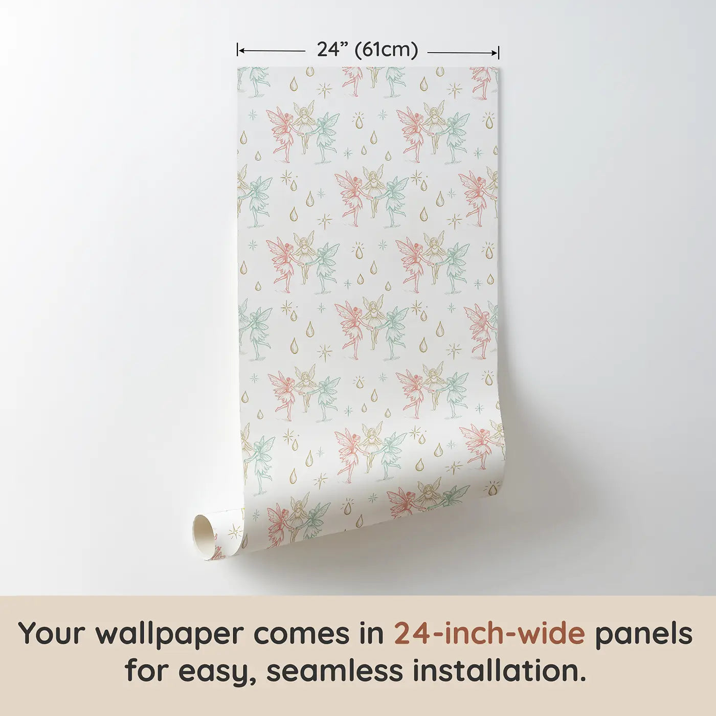 Fairies Dancing Hand-Drawn wallpaper panel dimensions - Whimsy Tots