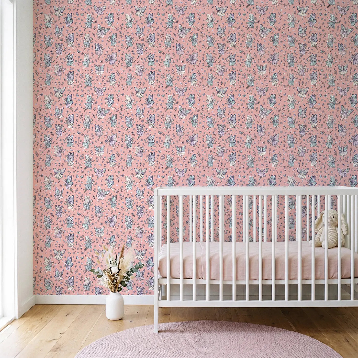 Flower Fairies Hand-Drawn wallpaper in Scandinavian nursery - Whimsy Tots