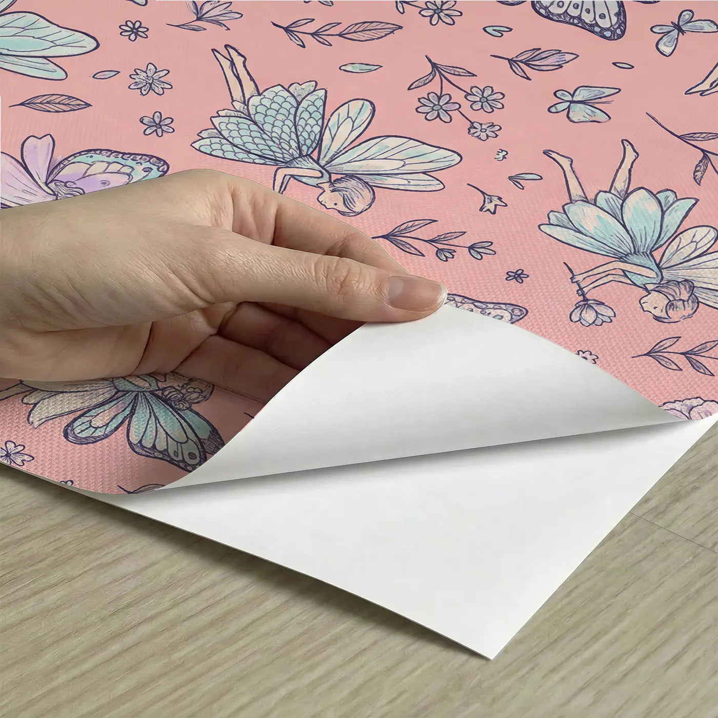 Flower Fairies Hand-Drawn peel and stick material close-up - Whimsy Tots
