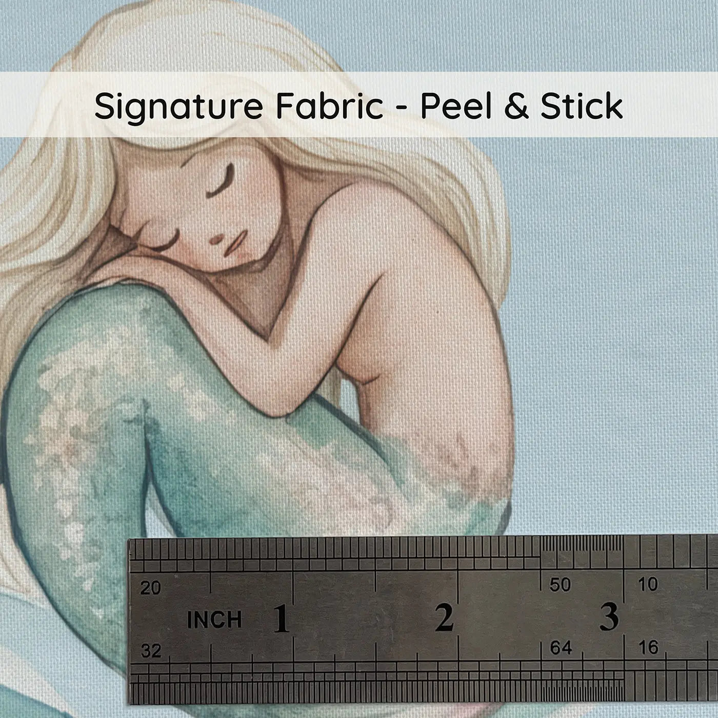 Sleeping Mermaids Curled Watercolor on peel and stick fabric - Whimsy Tots