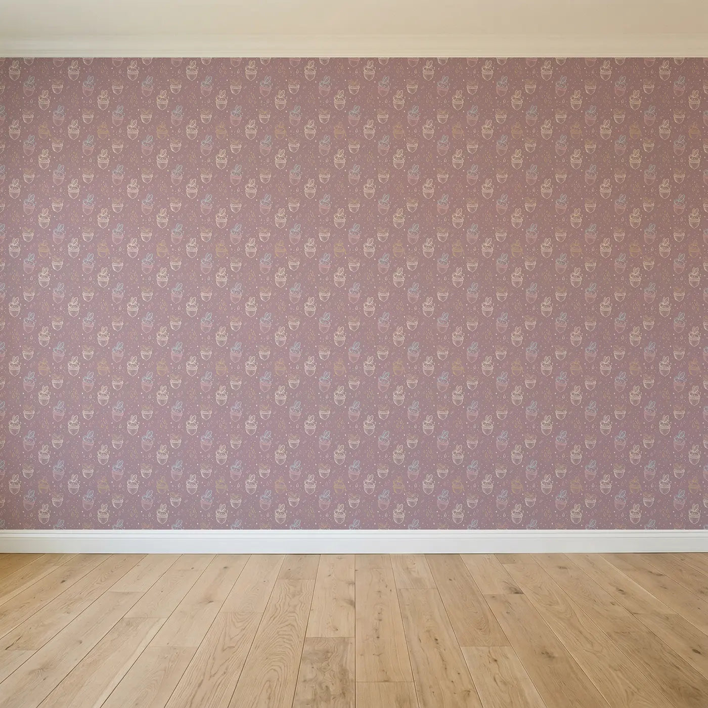 Sleeping Fairies Acorn Hand-Drawn seamless wallpaper full pattern - Whimsy Tots