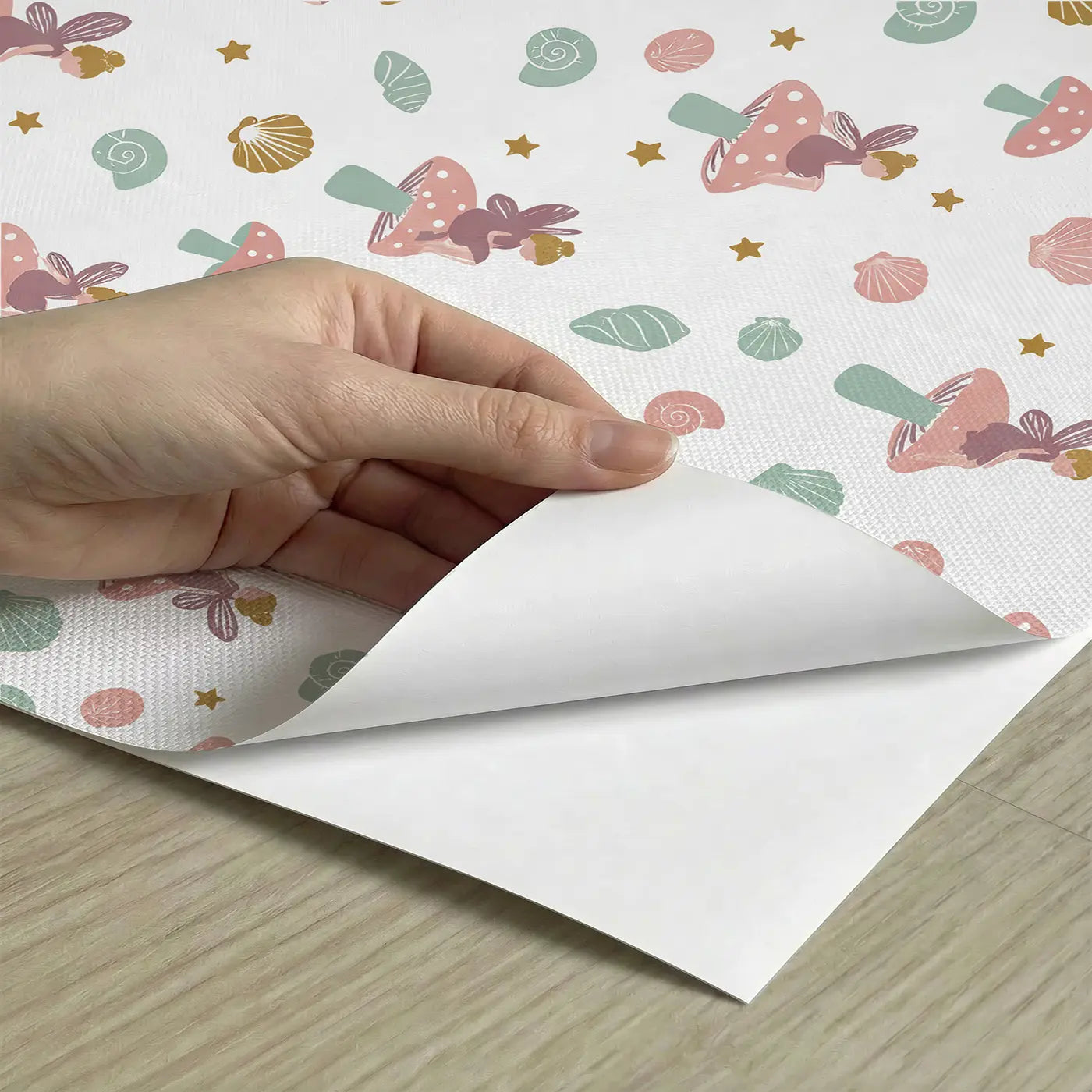 Fairies Sitting Ditsy Floral peel and stick material close-up - Whimsy Tots