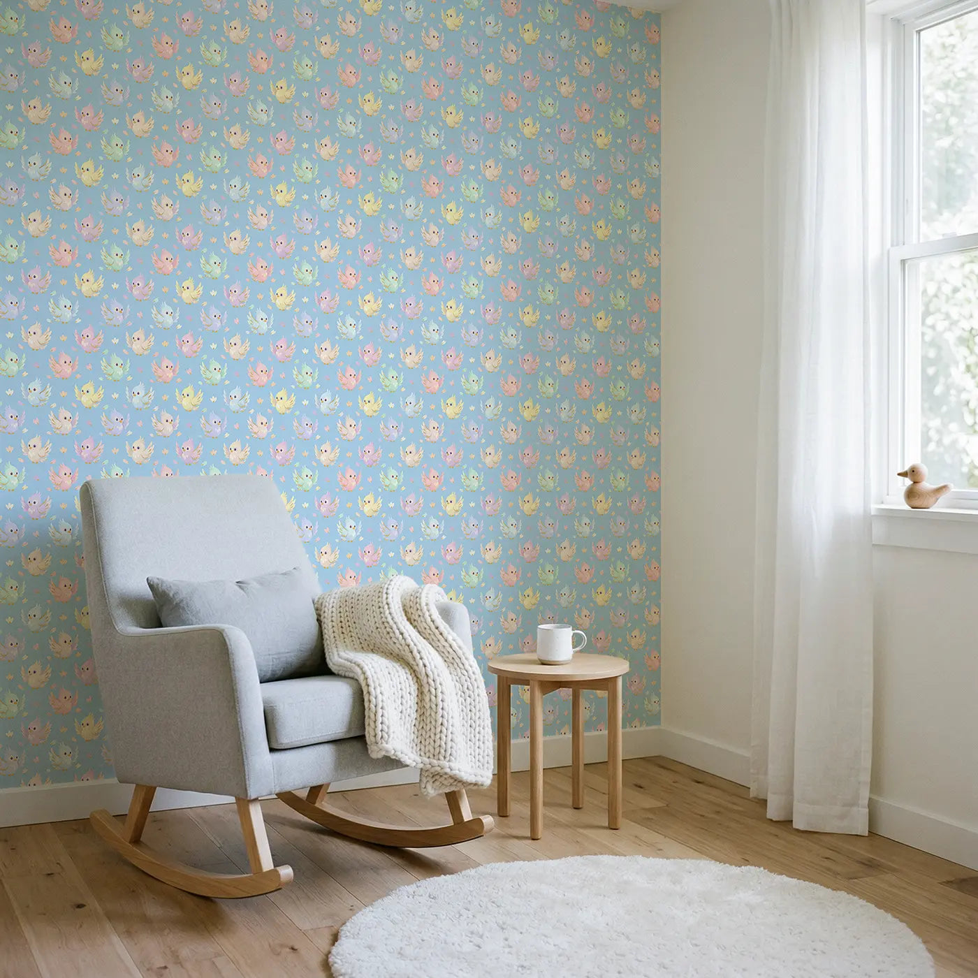 Baby Phoenix Modern Illustration wallpaper in Scandinavian nursery - Whimsy Tots