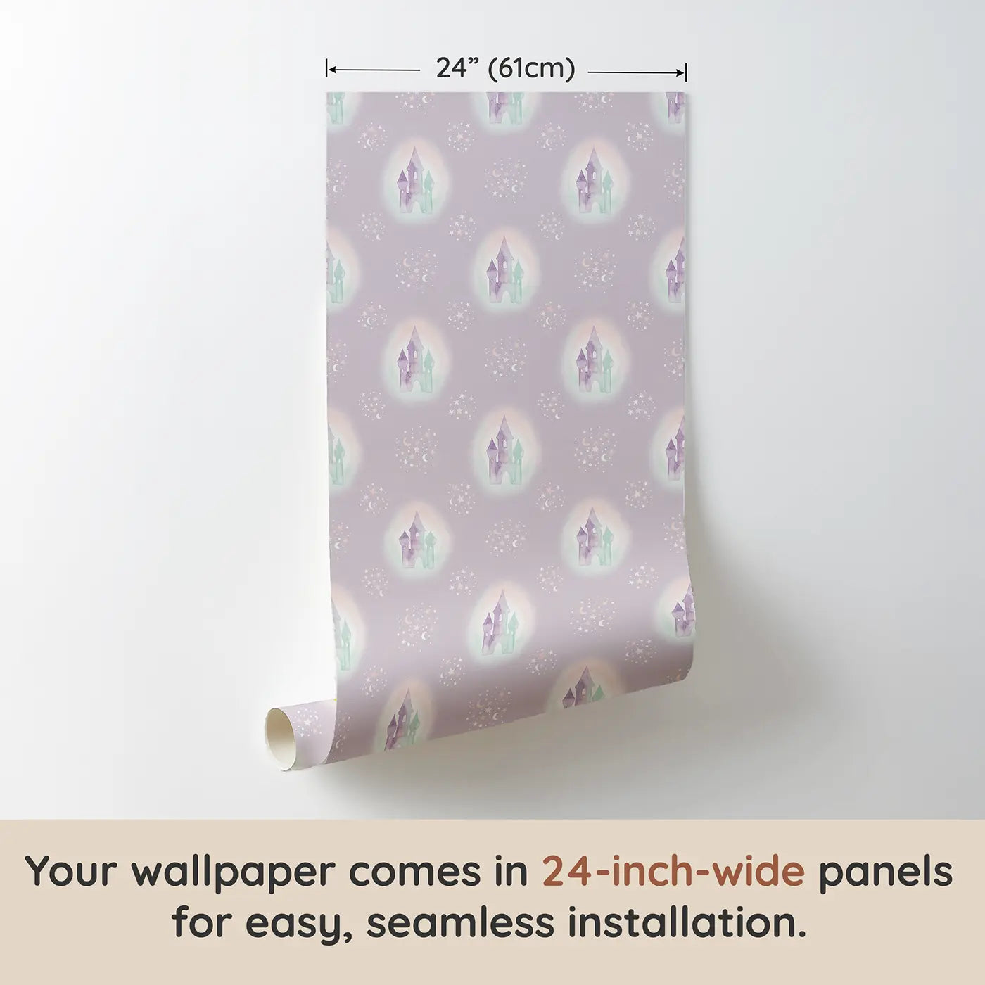 Fairy Tale Castle Watercolor wallpaper panel dimensions - Whimsy Tots