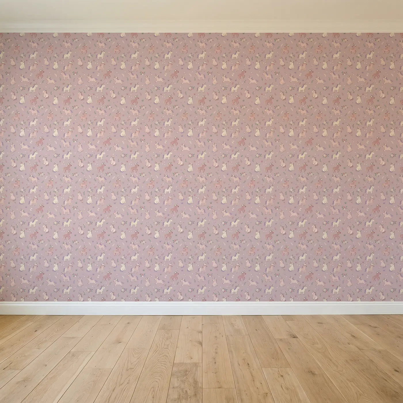 Unicorn Flower Crown Modern Illustration seamless wallpaper full pattern - Whimsy Tots