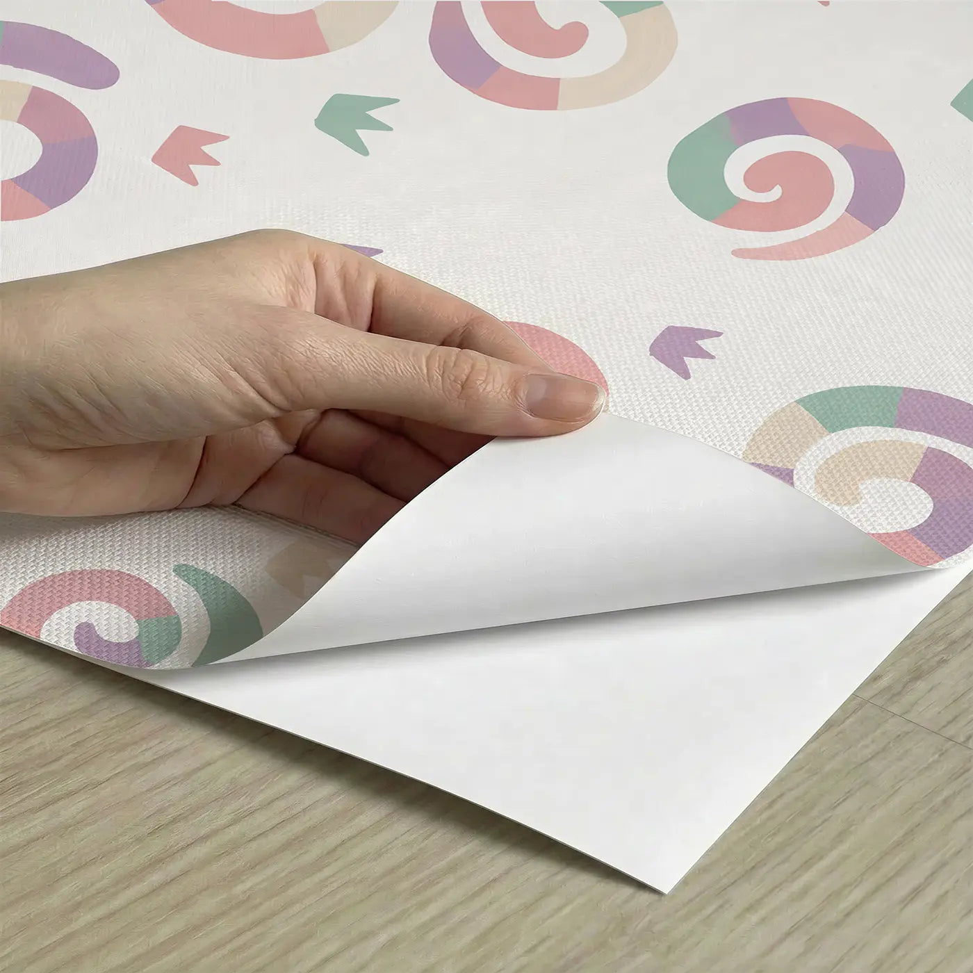 Rainbow Serpent Modern Illustration peel and stick material close-up - Whimsy Tots