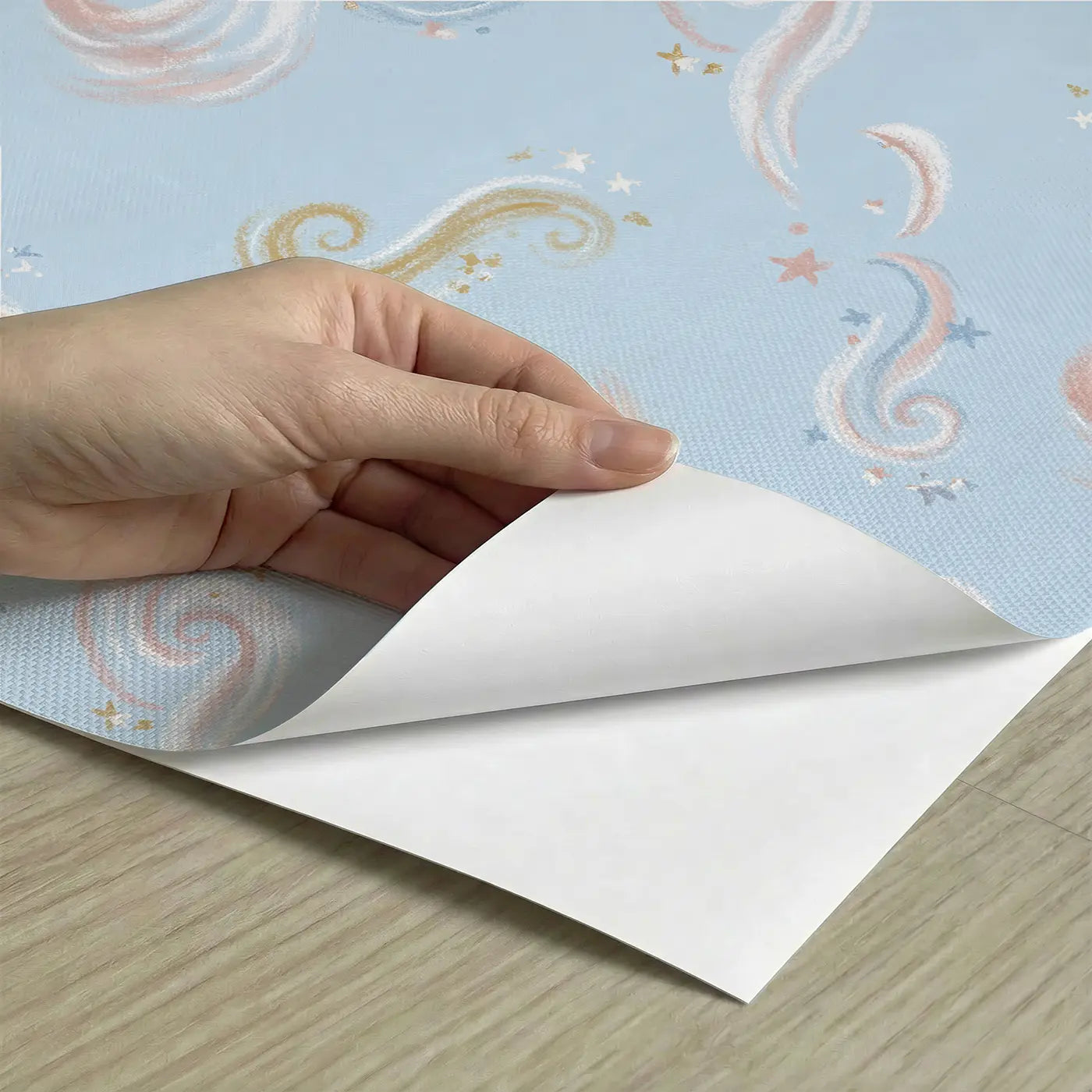 Swirling Magic Soft Pastel peel and stick material close-up - Whimsy Tots