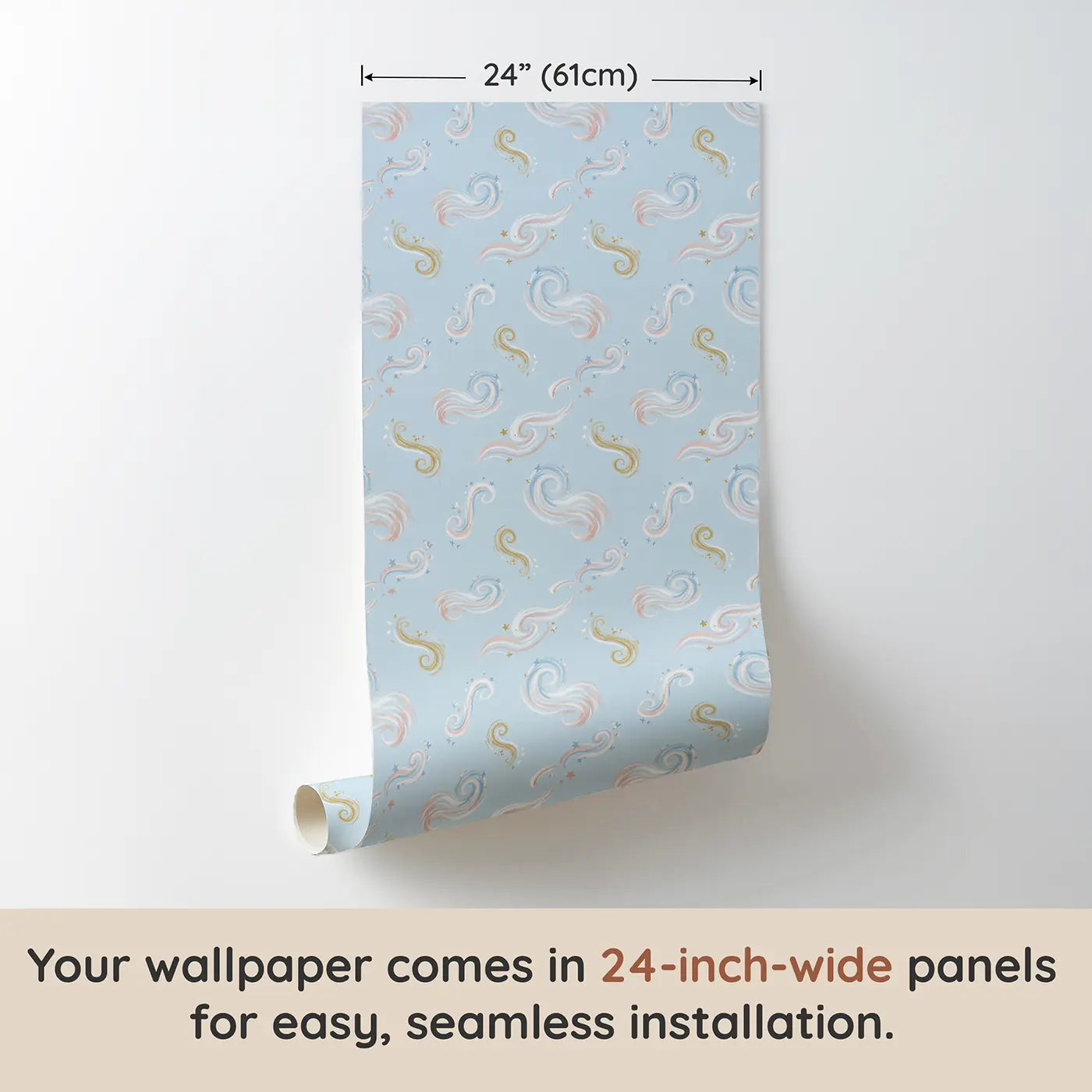 Swirling Magic Soft Pastel wallpaper panel dimensions - Whimsy Tots