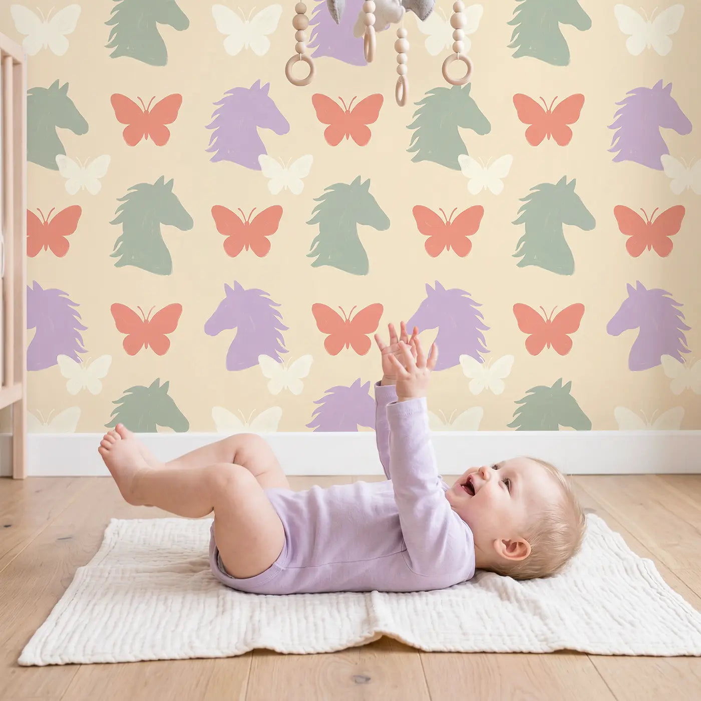 Pegasus Head Profiles Modern Illustration II wallpaper in styled kids room - Whimsy Tots