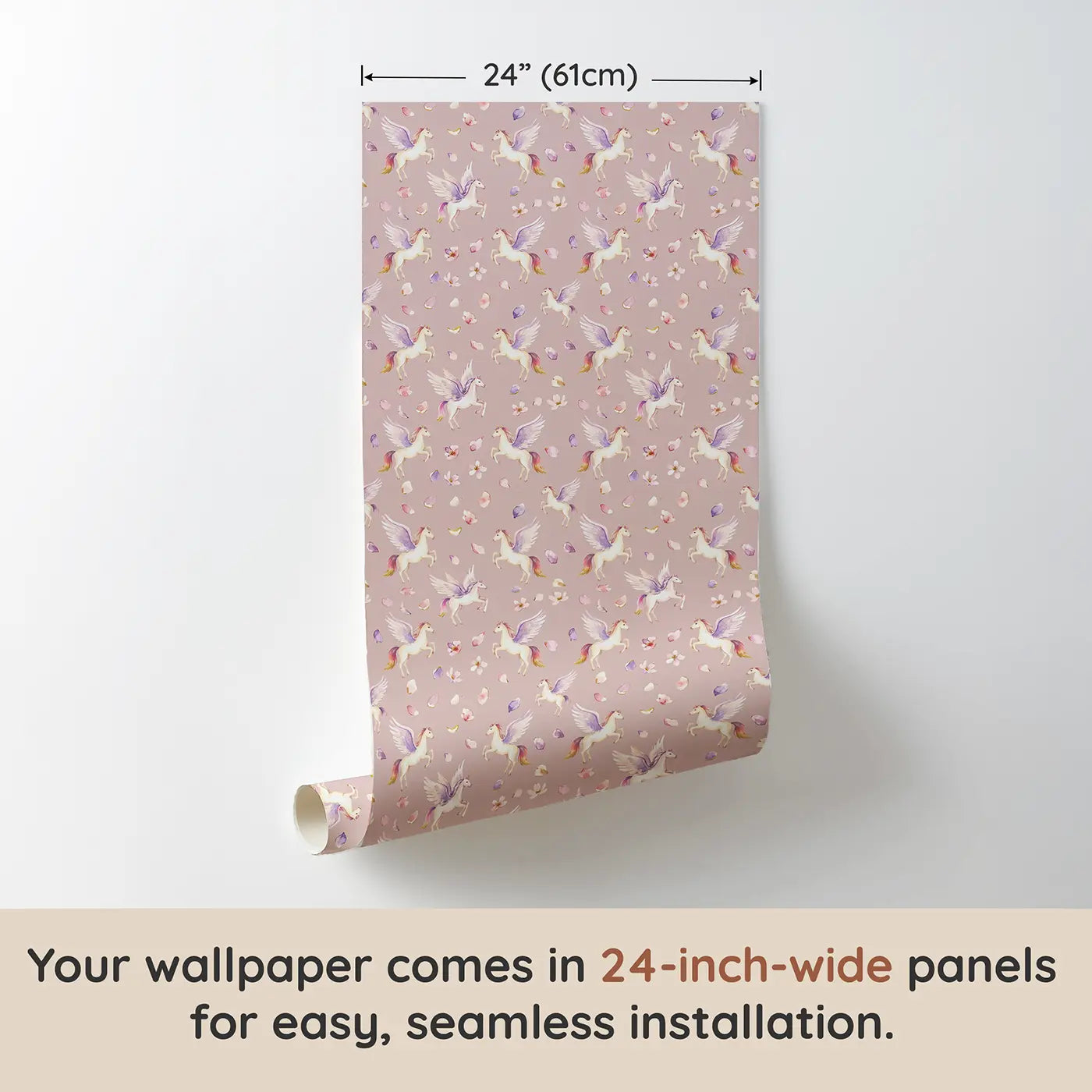 Pegasus Soaring Watercolor wallpaper panel dimensions - Whimsy Tots