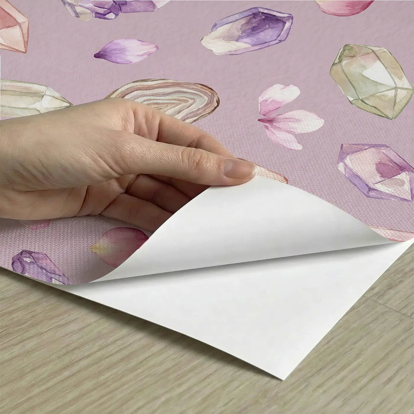 Magic Crystals Watercolor peel and stick material close-up - Whimsy Tots