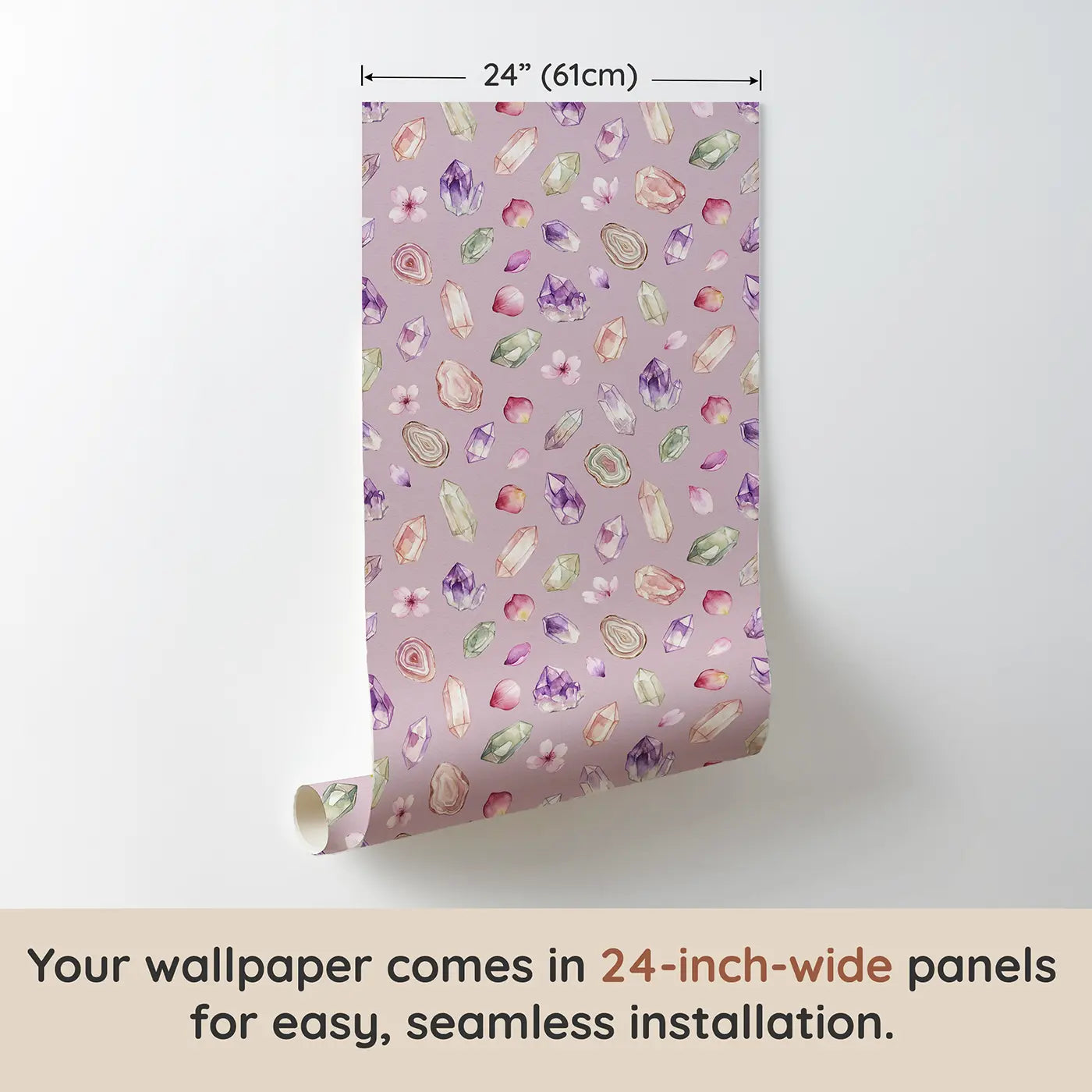 Magic Crystals Watercolor wallpaper panel dimensions - Whimsy Tots