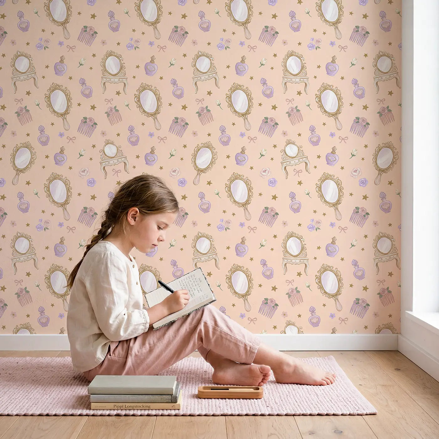 Fairy Tale Modern Illustration wallpaper in styled kids room - Whimsy Tots