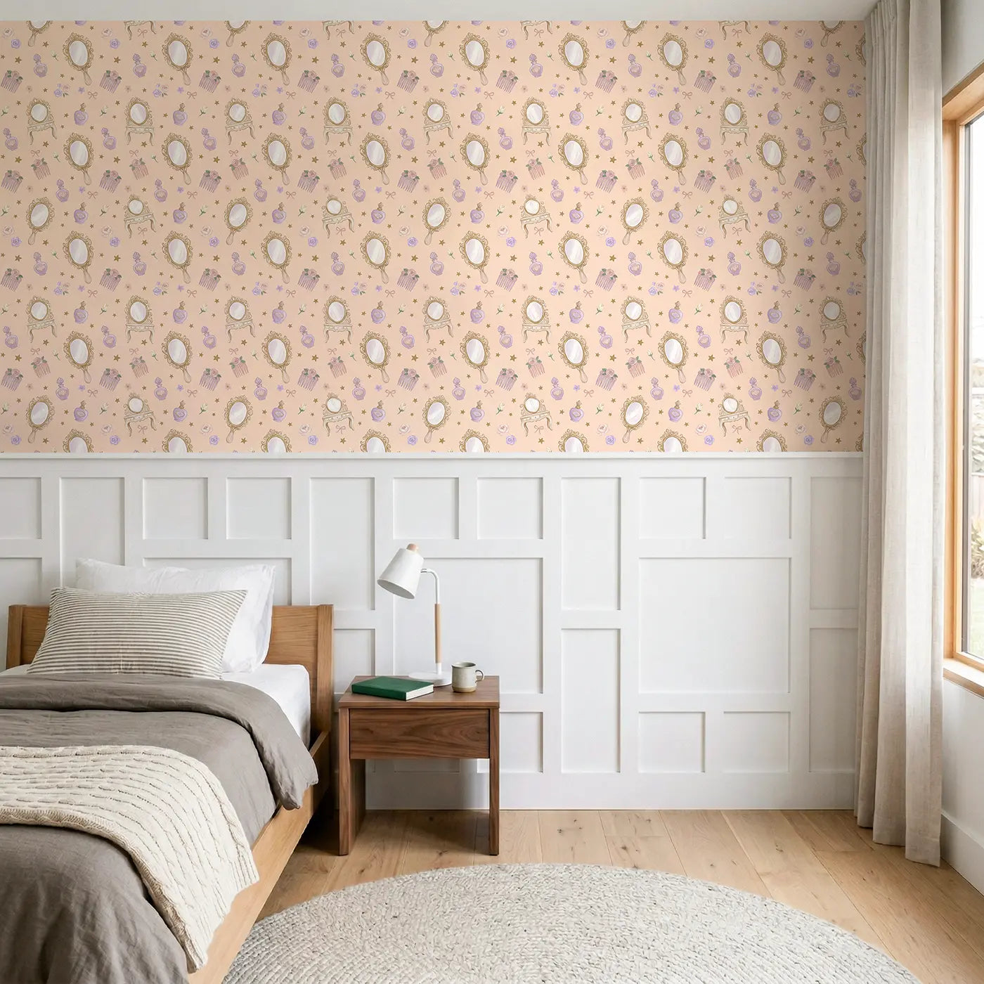 Fairy Tale Modern Illustration wallpaper above wainscoting - Whimsy Tots
