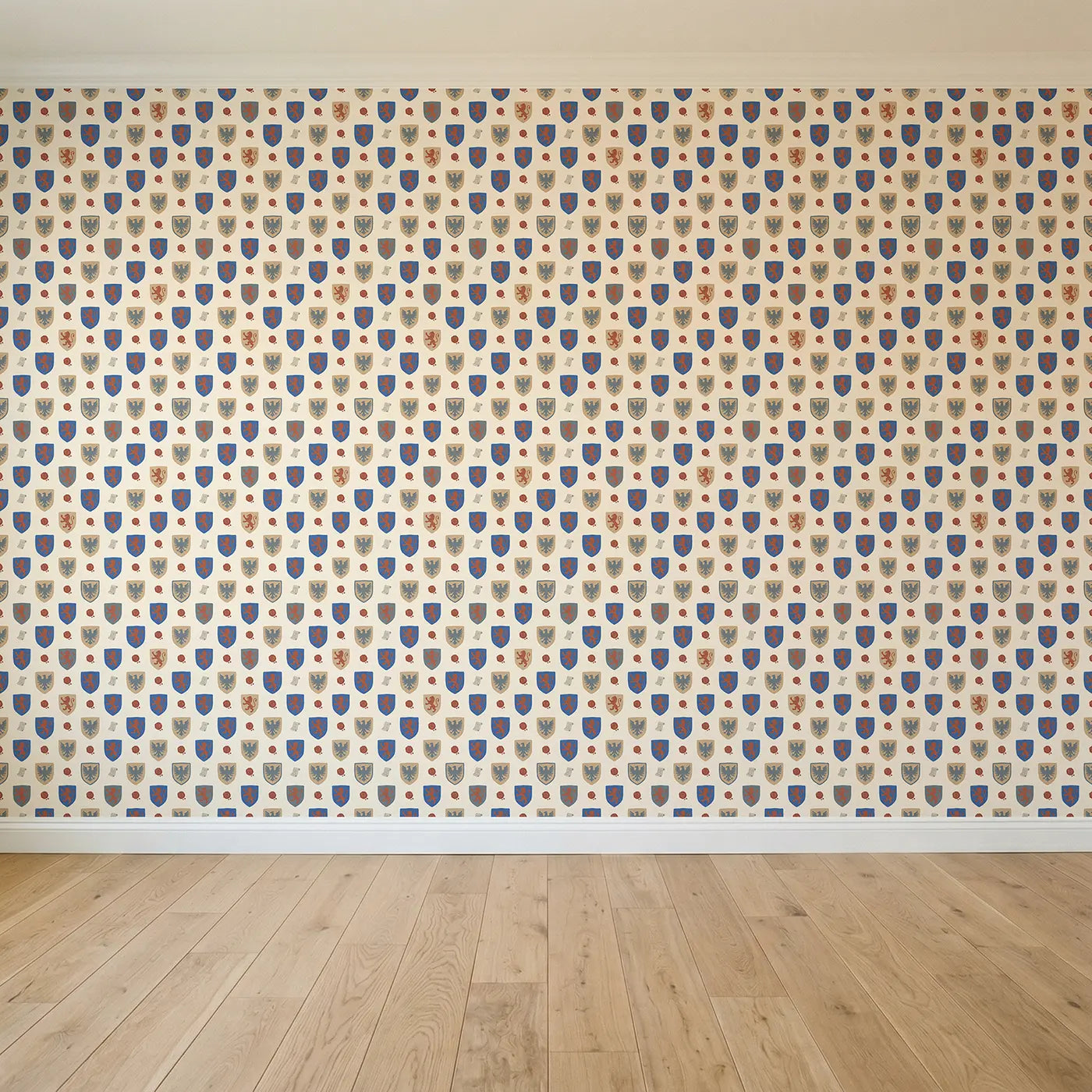 Knight Crests Modern Illustration seamless wallpaper full pattern - Whimsy Tots