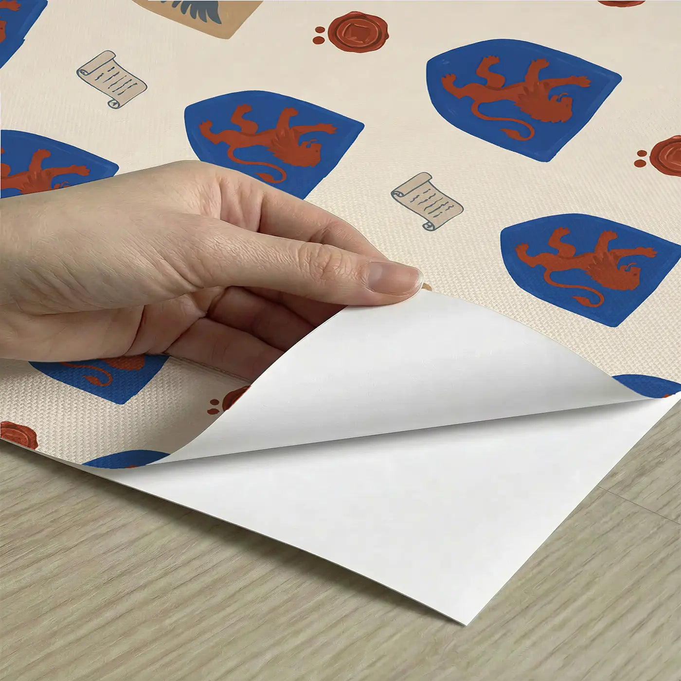 Knight Crests Modern Illustration peel and stick material close-up - Whimsy Tots