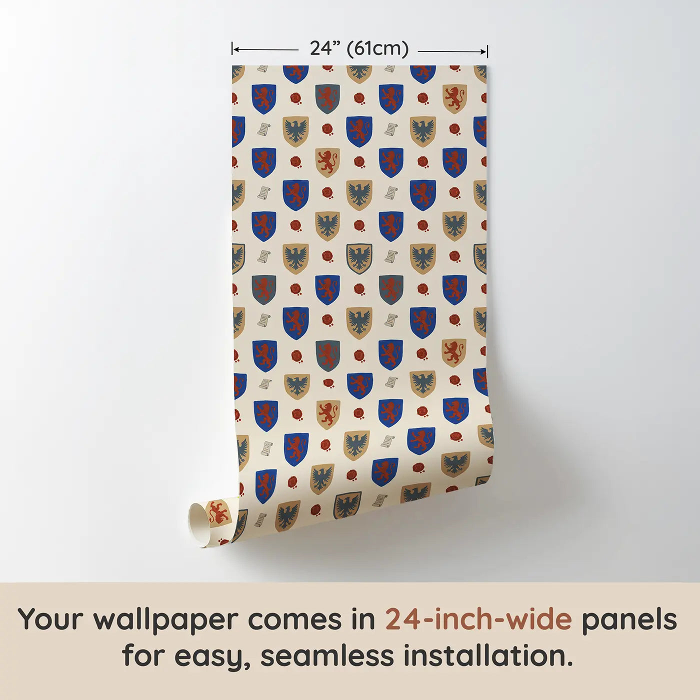 Knight Crests Modern Illustration wallpaper panel dimensions - Whimsy Tots