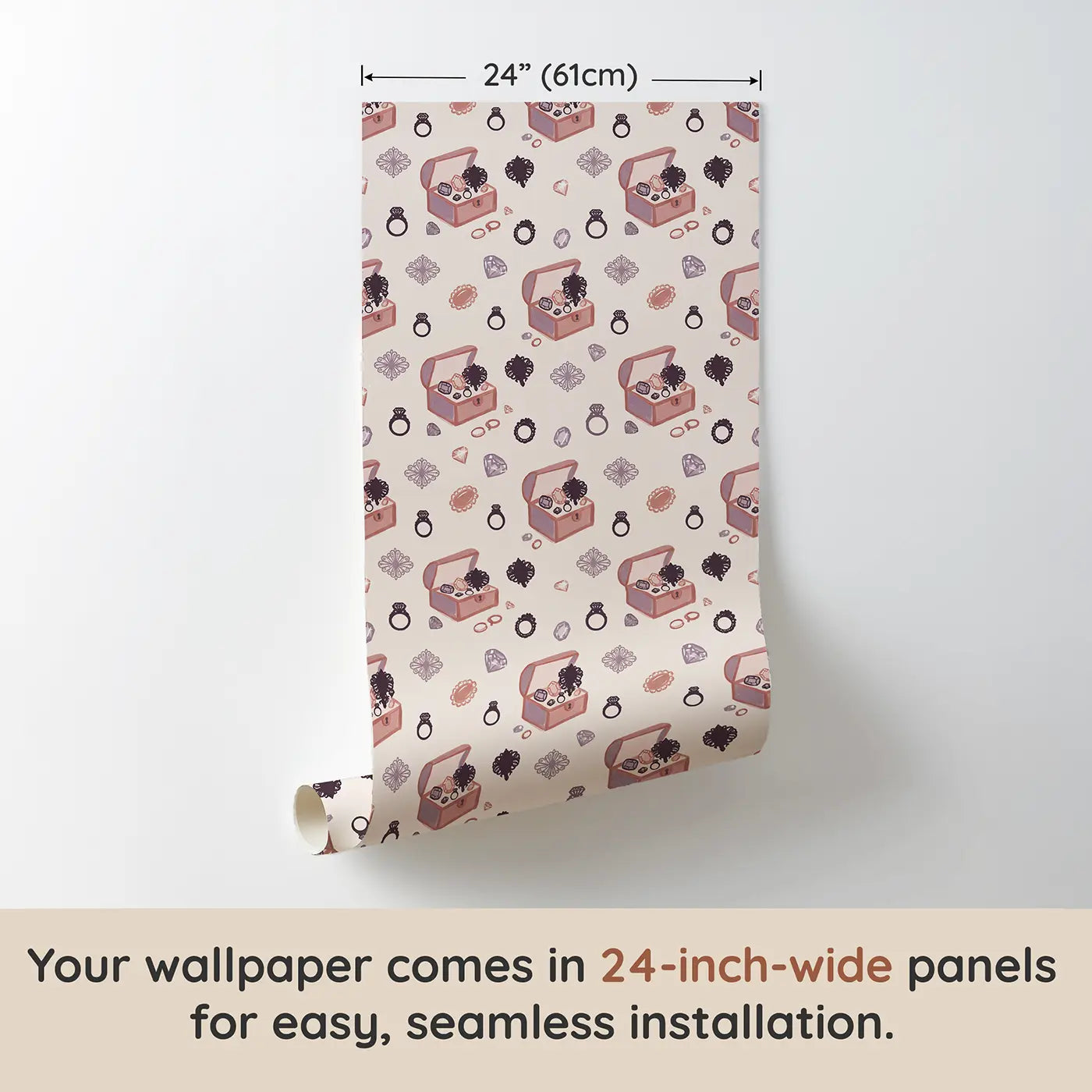 Royal Jewelry Modern Illustration wallpaper panel dimensions - Whimsy Tots