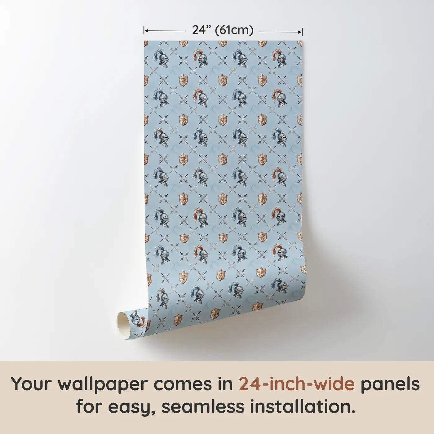 Knight Helmets Watercolor wallpaper panel dimensions - Whimsy Tots