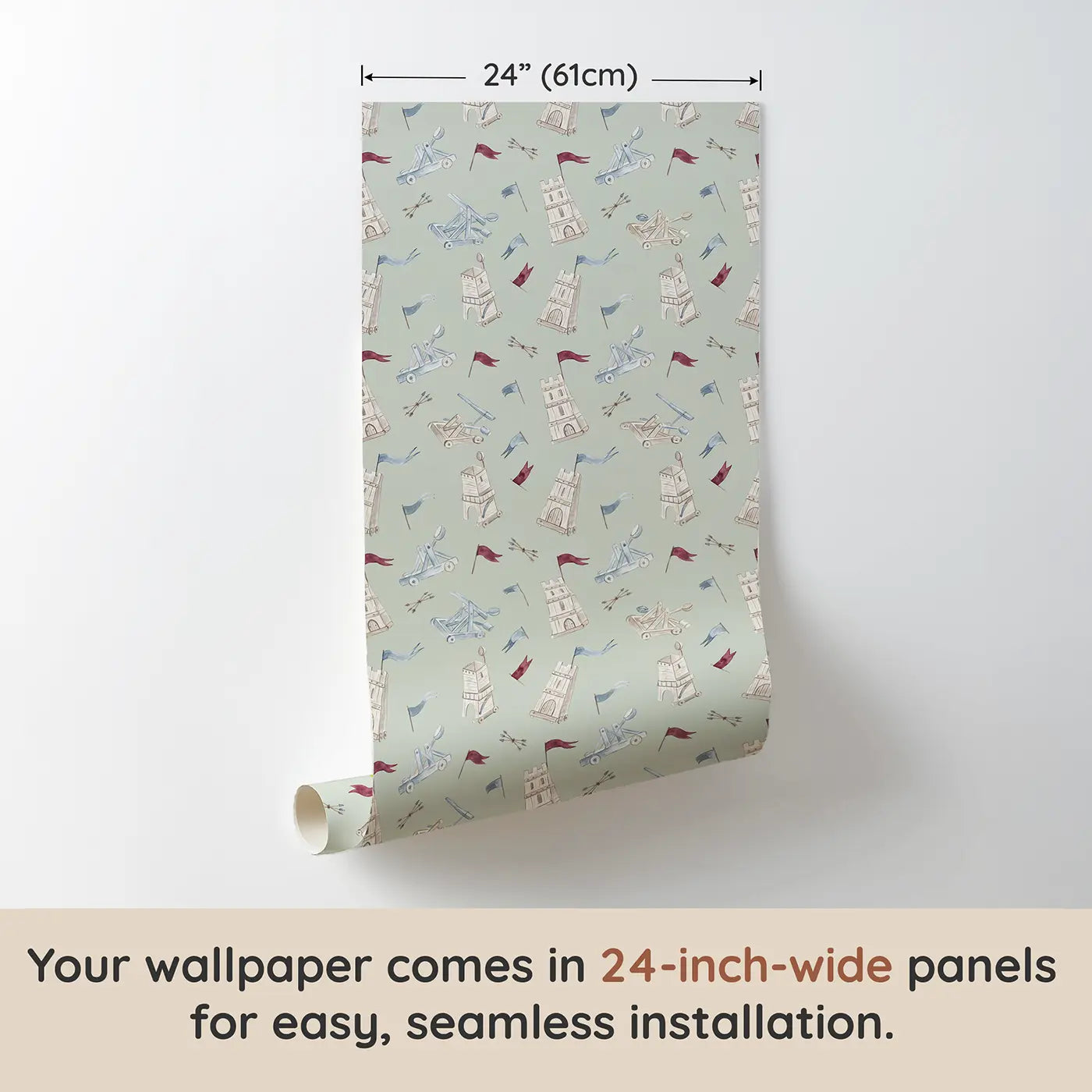 Catapults Siege Watercolor wallpaper panel dimensions - Whimsy Tots