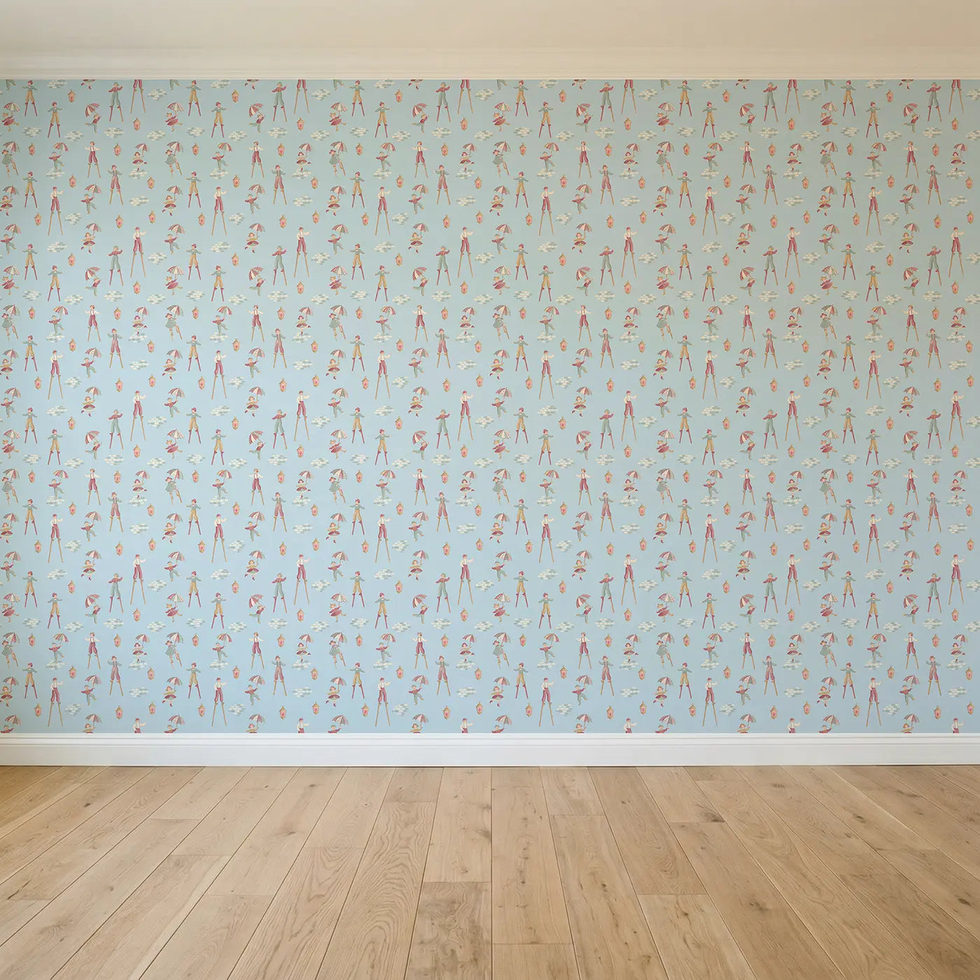 Stilt Walkers Modern Illustration seamless wallpaper full pattern - Whimsy Tots