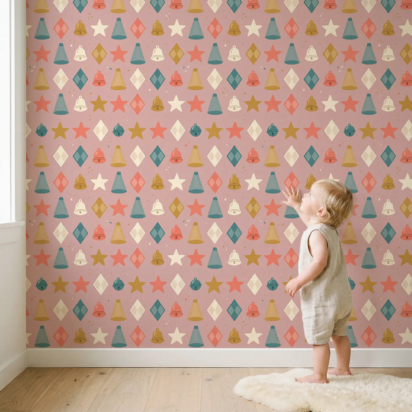 Circus Stars Modern Illustration wallpaper in styled kids room - Whimsy Tots