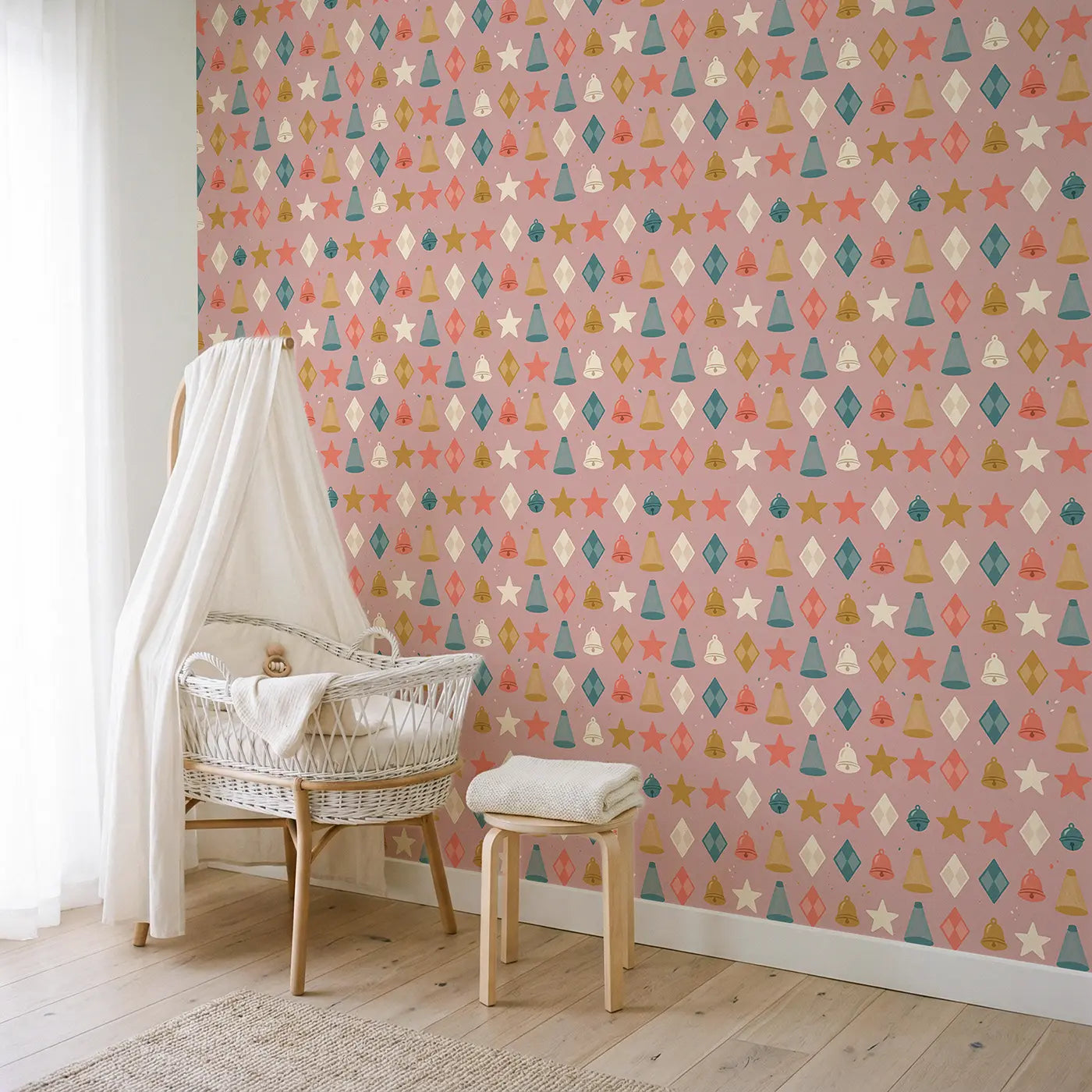 Circus Stars Modern Illustration wallpaper in Scandinavian nursery - Whimsy Tots