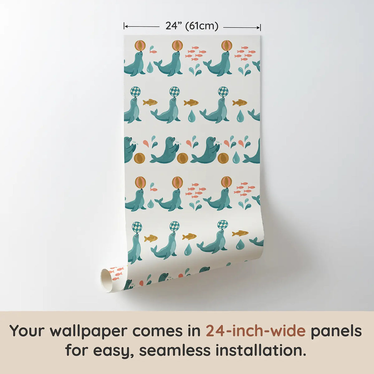 Performing Seals Modern Illustration wallpaper panel dimensions - Whimsy Tots