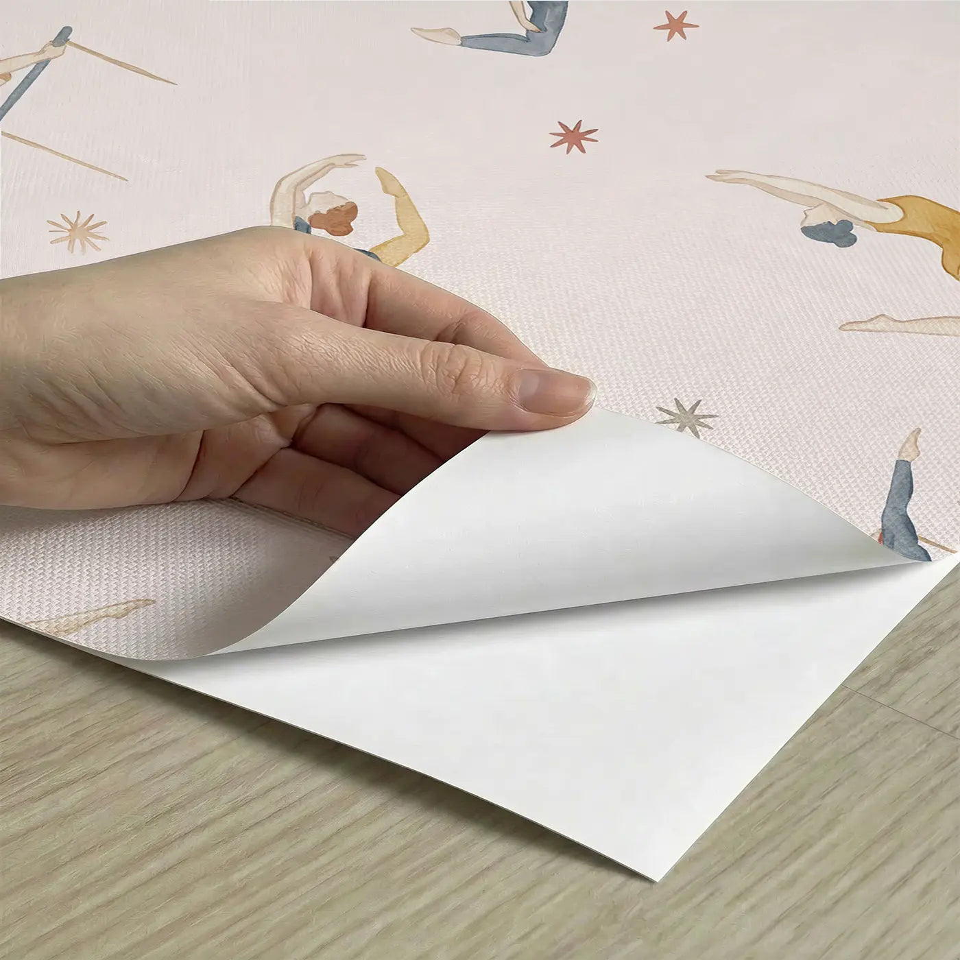 Circus Acrobats Watercolor peel and stick material close-up - Whimsy Tots