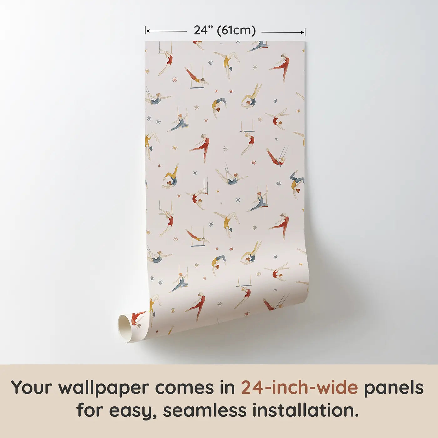 Circus Acrobats Watercolor wallpaper panel dimensions - Whimsy Tots