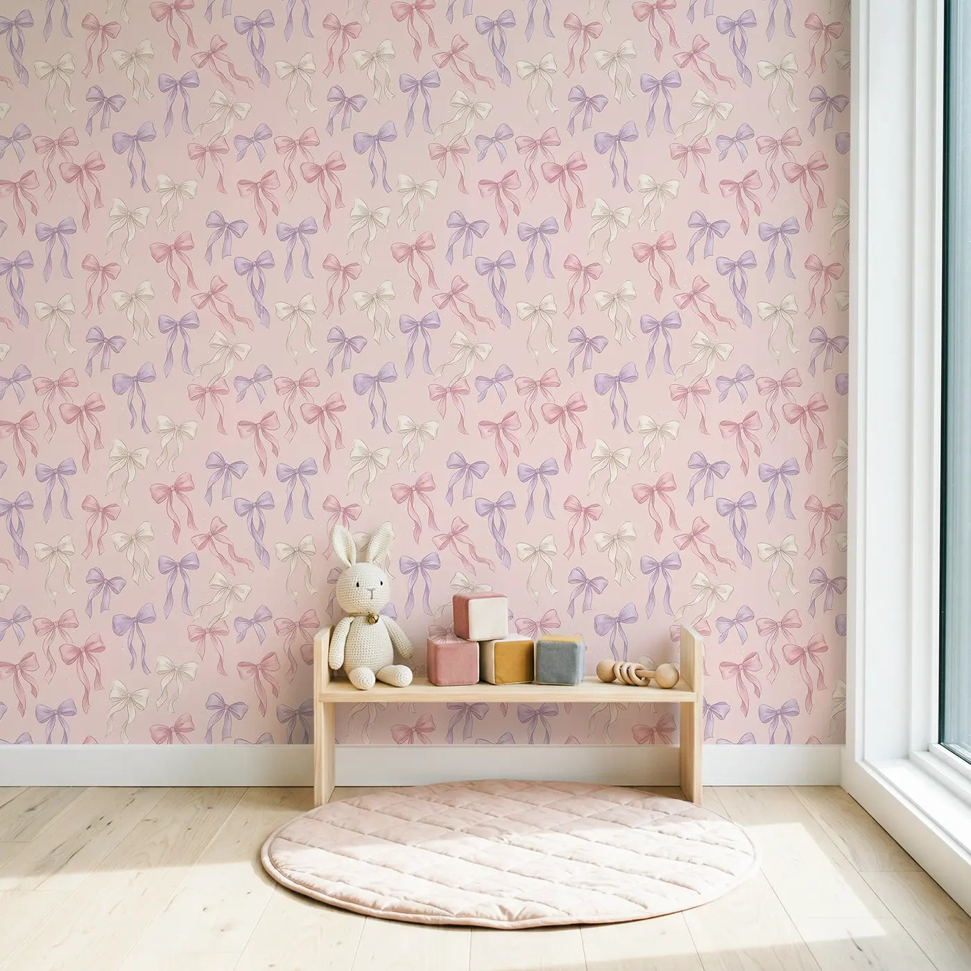 Scattered Silk Soft Pastel wallpaper in Scandinavian nursery - Whimsy Tots