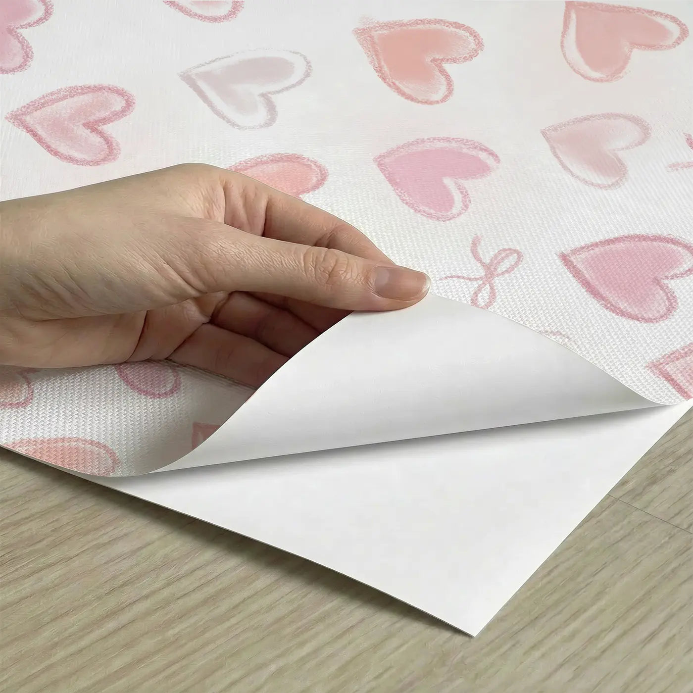 Delicate Hearts Soft Pastel peel and stick material close-up - Whimsy Tots