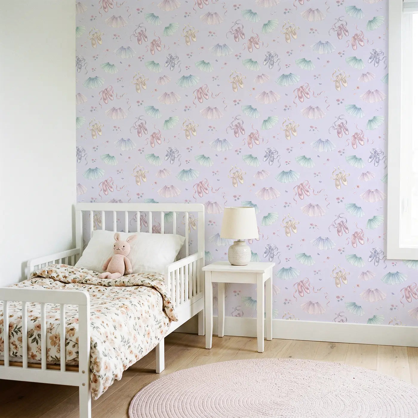 Ballet Slippers Soft Pastel wallpaper in Scandinavian nursery - Whimsy Tots