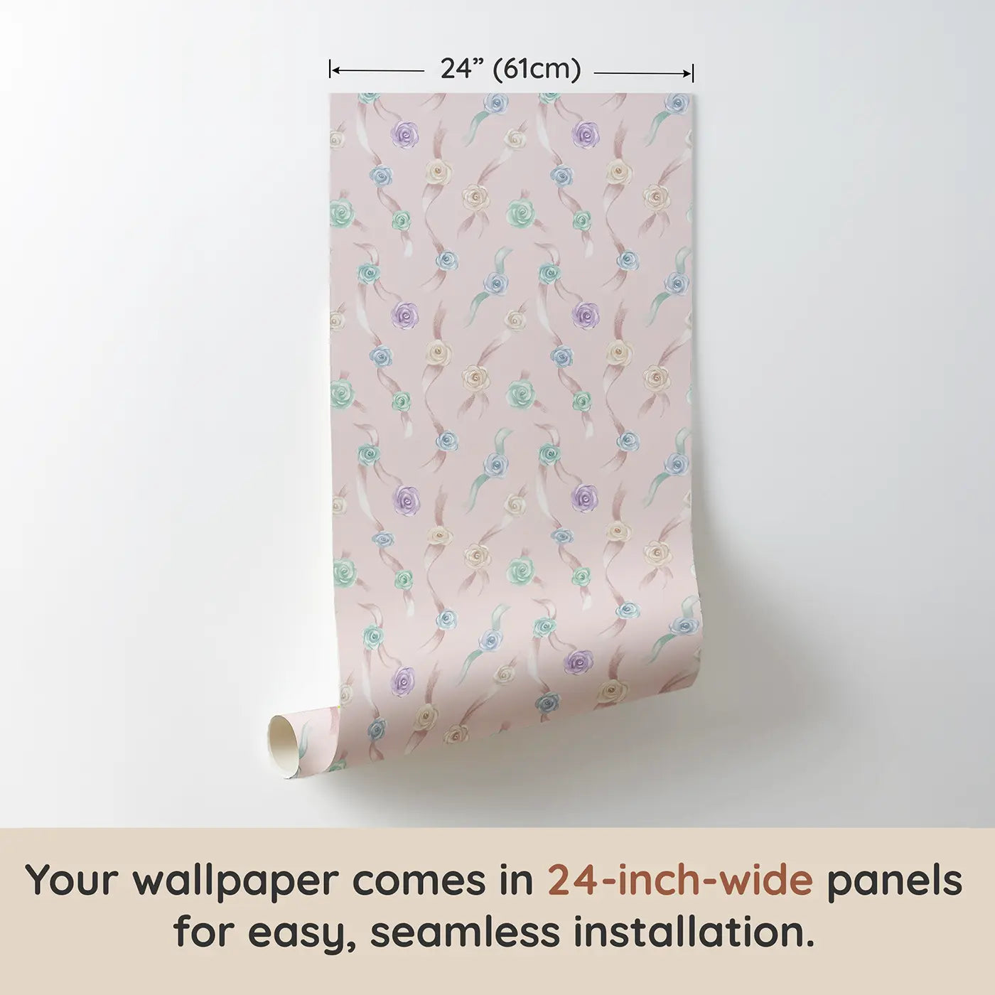 Trailing Ribbon Soft Pastel wallpaper panel dimensions - Whimsy Tots