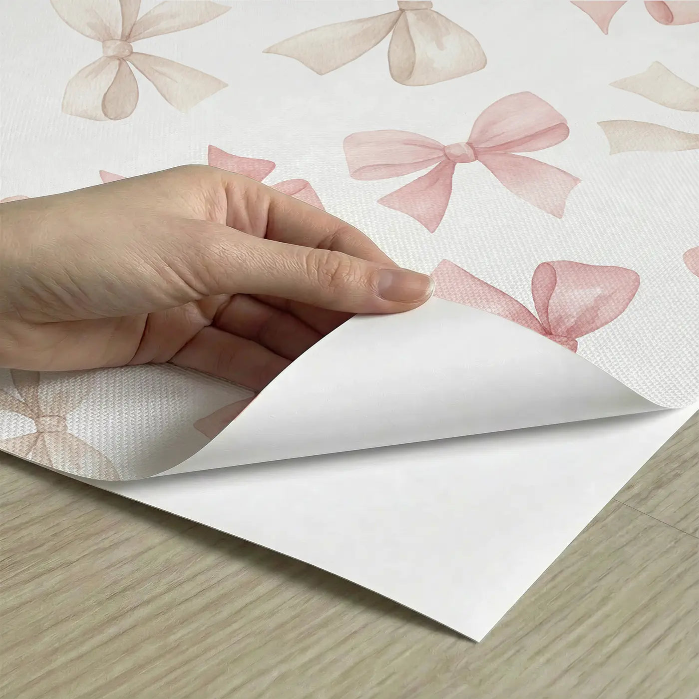 Soft Bows Watercolor peel and stick material close-up - Whimsy Tots