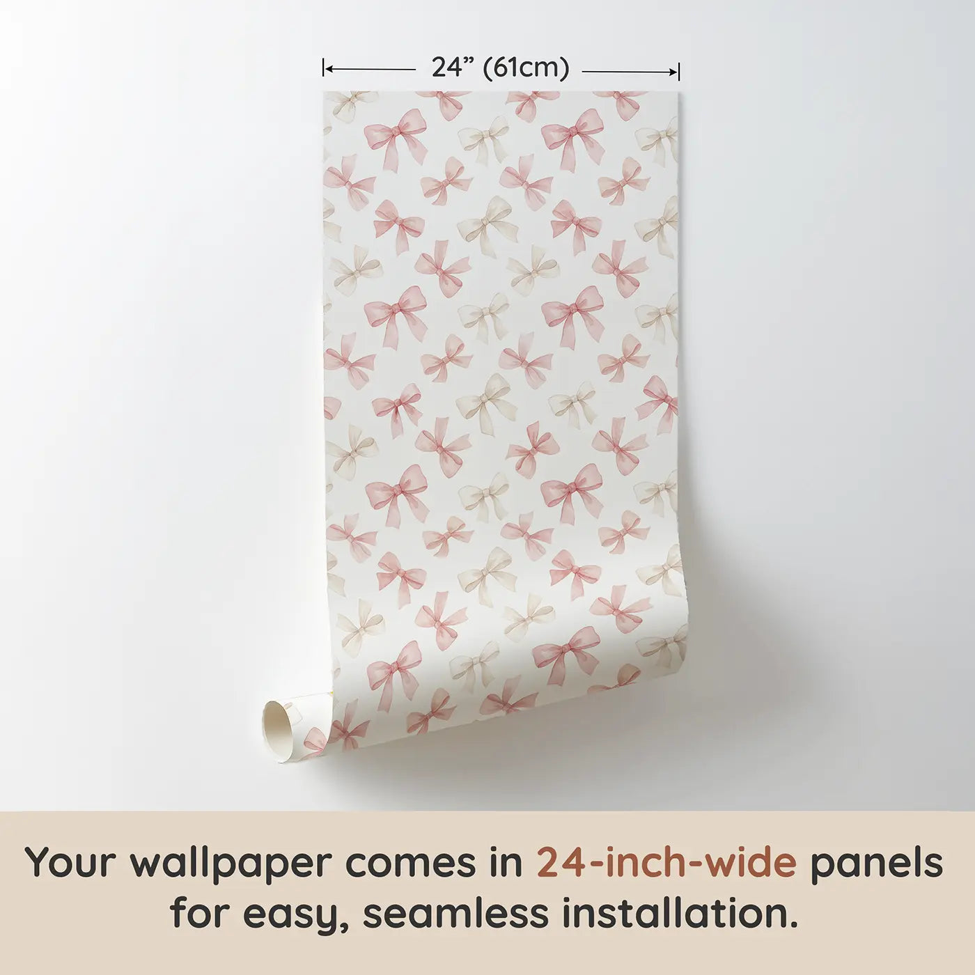 Soft Bows Watercolor wallpaper panel dimensions - Whimsy Tots