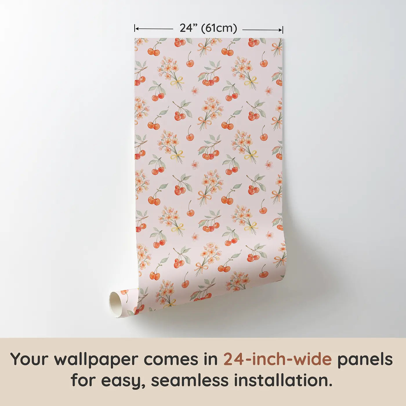 Cherry Branches Watercolor wallpaper panel dimensions - Whimsy Tots