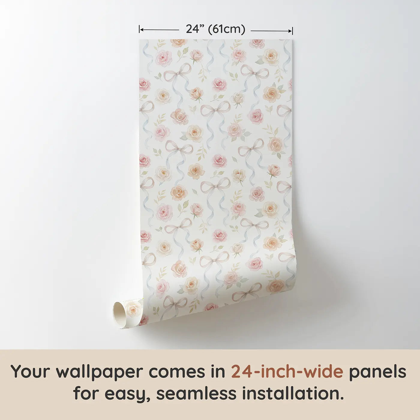 Scattered Roses Watercolor wallpaper panel dimensions - Whimsy Tots