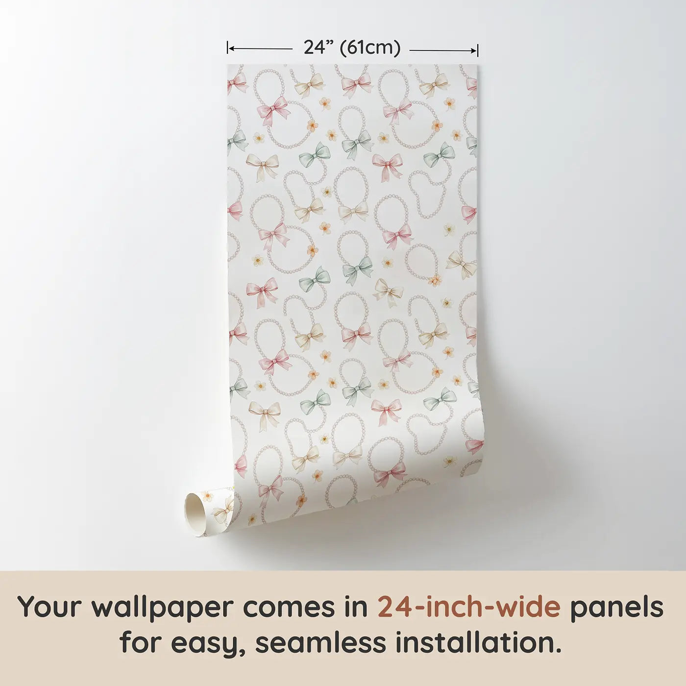 Pearl Necklace Watercolor wallpaper panel dimensions - Whimsy Tots
