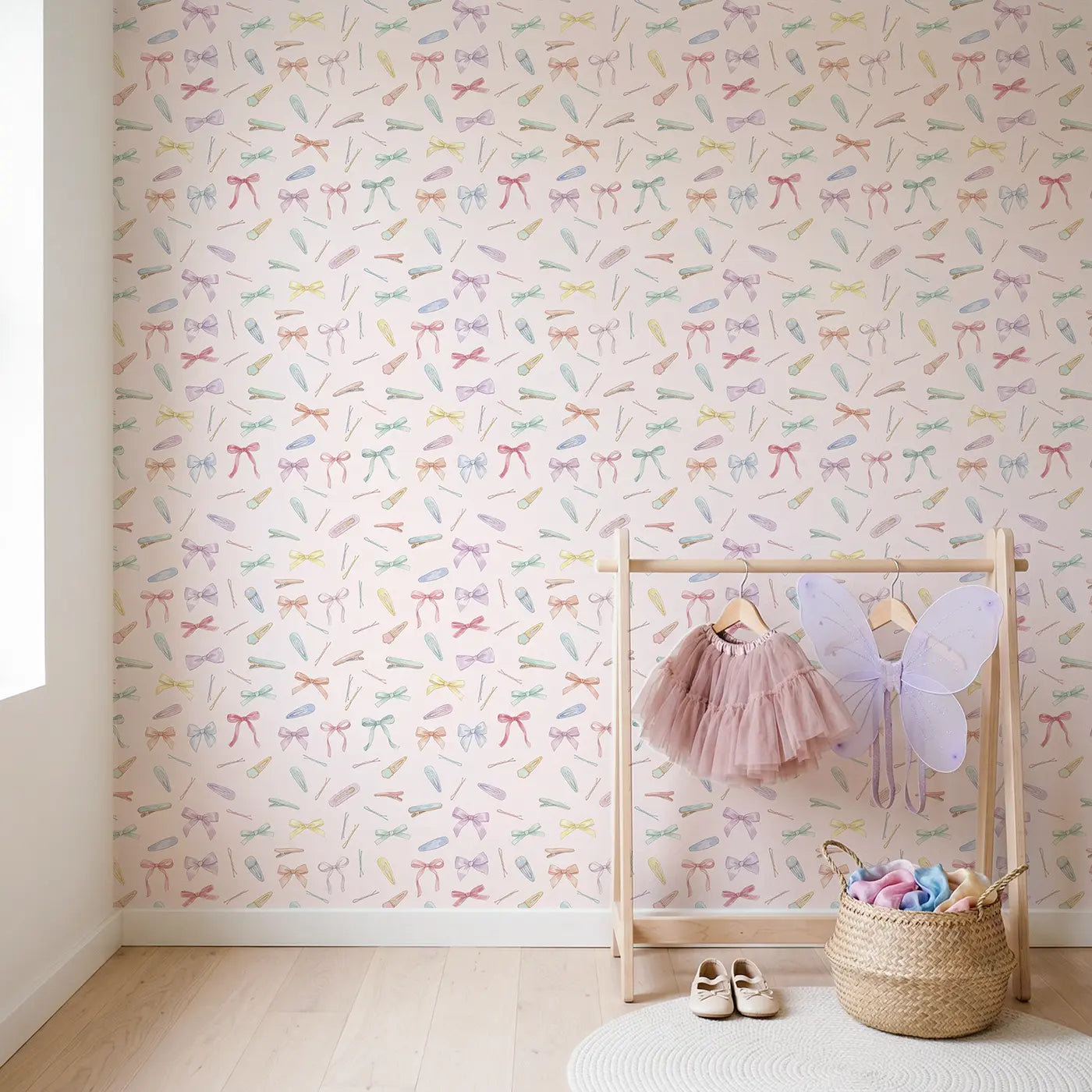 Scattered Hair Watercolor wallpaper in Scandinavian nursery - Whimsy Tots