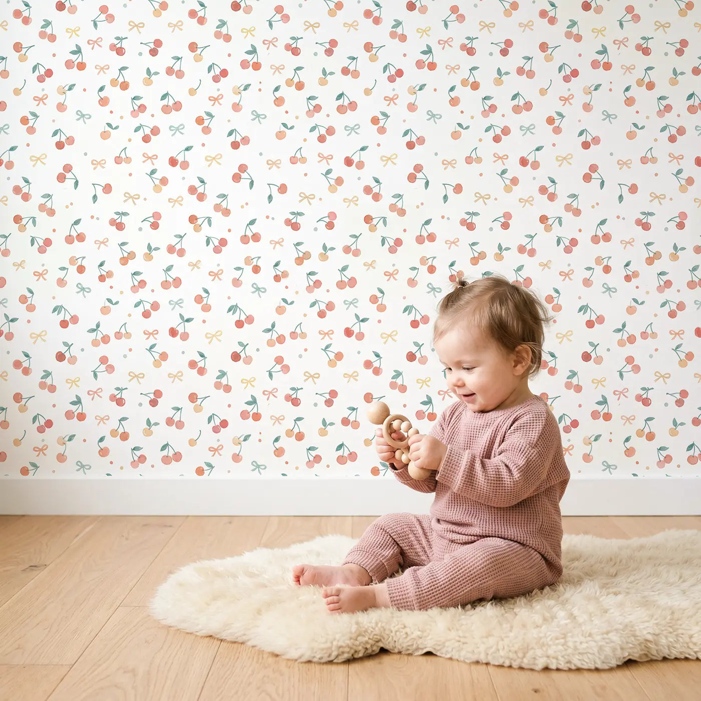 Cherry Pairs Ditsy Floral wallpaper in styled kids room - Whimsy Tots
