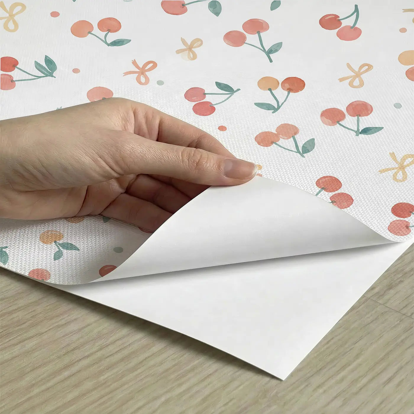 Cherry Pairs Ditsy Floral peel and stick material close-up - Whimsy Tots