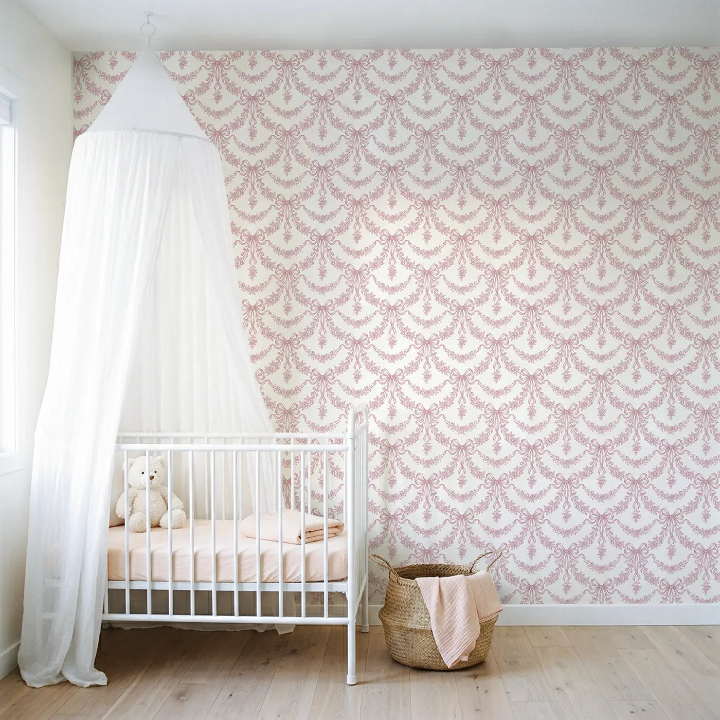 Trailing Ribbon Botanical Elegance wallpaper in Scandinavian nursery - Whimsy Tots